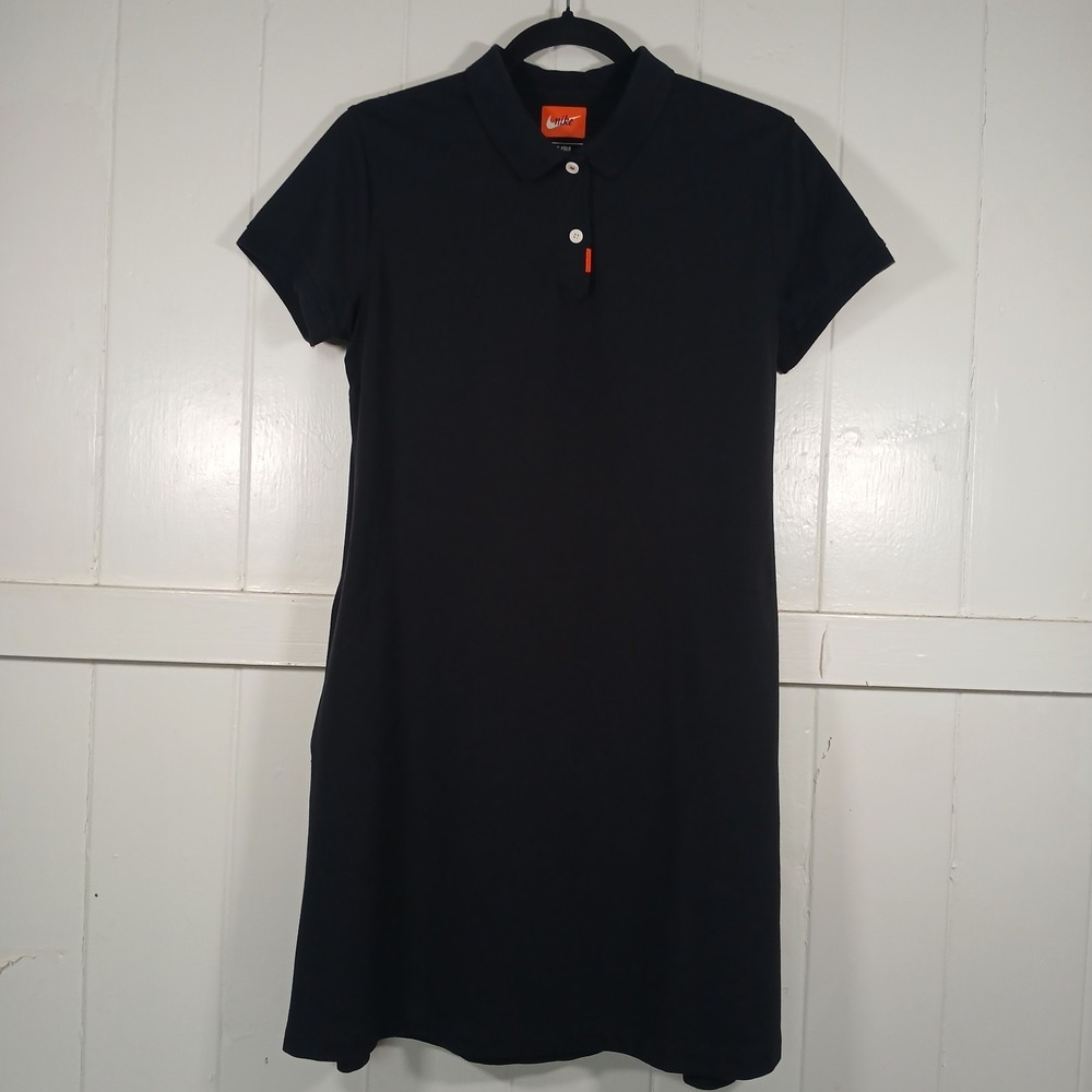 Nike Golf Polo Dress Women's Medium Pockets Black Dri-Fit Cotton Blend SS BV0193